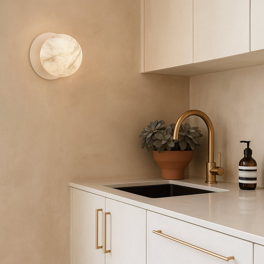 Odessa Small LED Wall Light 8.5W 3000K Marble Opal & Matt White - LM002WL006