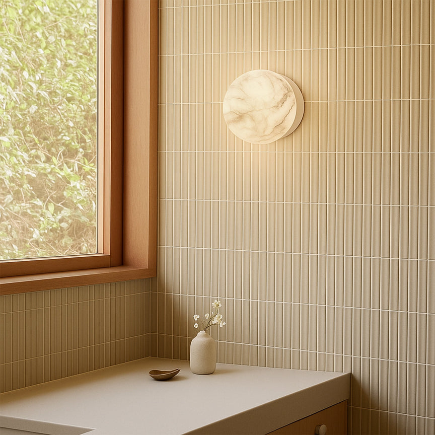 Odessa Small LED Wall Light 8.5W 3000K Marble Opal & Matt White - LM002WL006
