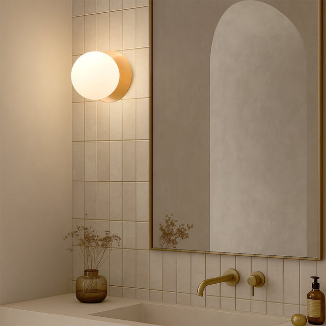 Odessa Small LED Wall Light 8.5W 3000K Frosted Opal & Brass - LM002WL013