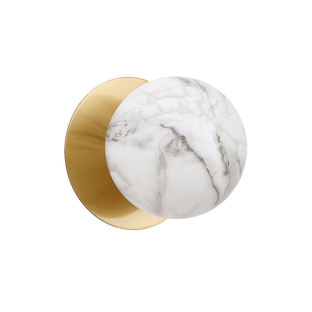 Odessa Small LED Wall Light 8.5W 3000K Marble Opal & Brass - LM002WL014