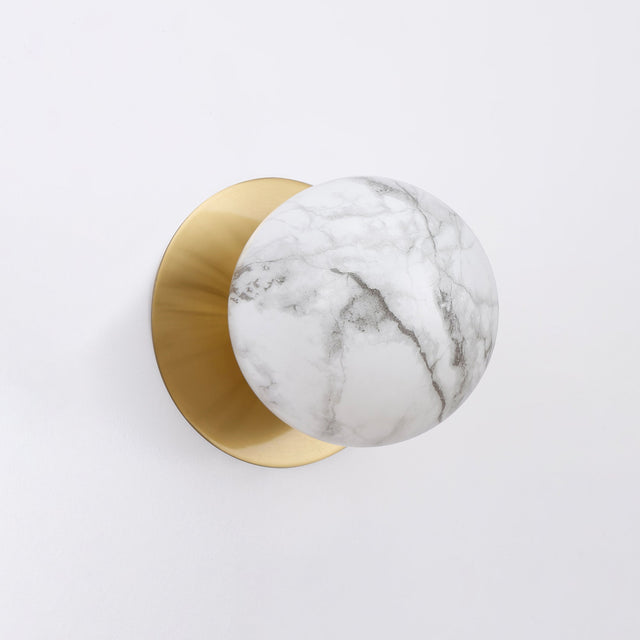 Odessa Small LED Wall Light 8.5W 3000K Marble Opal & Brass - LM002WL014