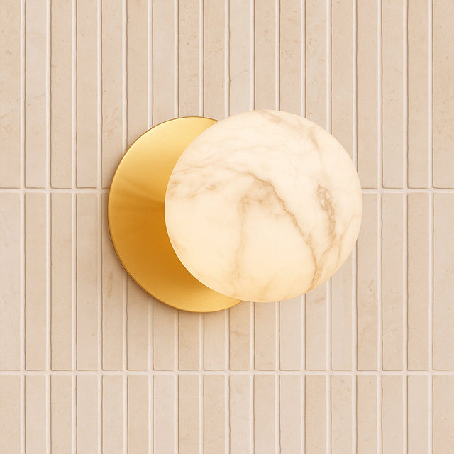 Odessa Small LED Wall Light 8.5W 3000K Marble Opal & Brass - LM002WL014