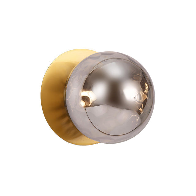 Odessa Small Molten Ripple LED Wall Light 8.5W 3000K Smoky & Brass - LM002WL015