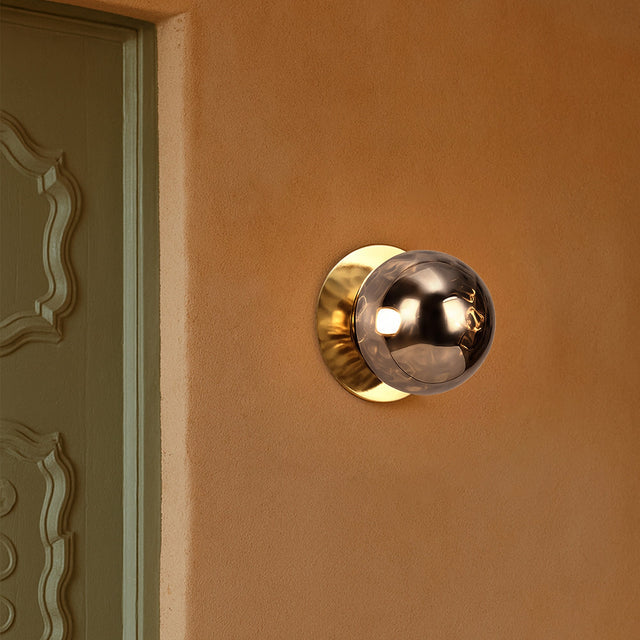 Odessa Small Molten Ripple LED Wall Light 8.5W 3000K Smoky & Brass - LM002WL015