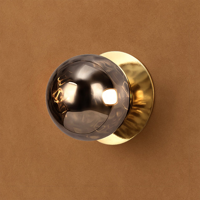 Odessa Small Molten Ripple LED Wall Light 8.5W 3000K Smoky & Brass - LM002WL015