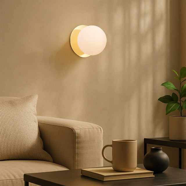 Odessa Small LED Wall Light 8.5W 3000K Frosted Opal & Gold - LM002WL017