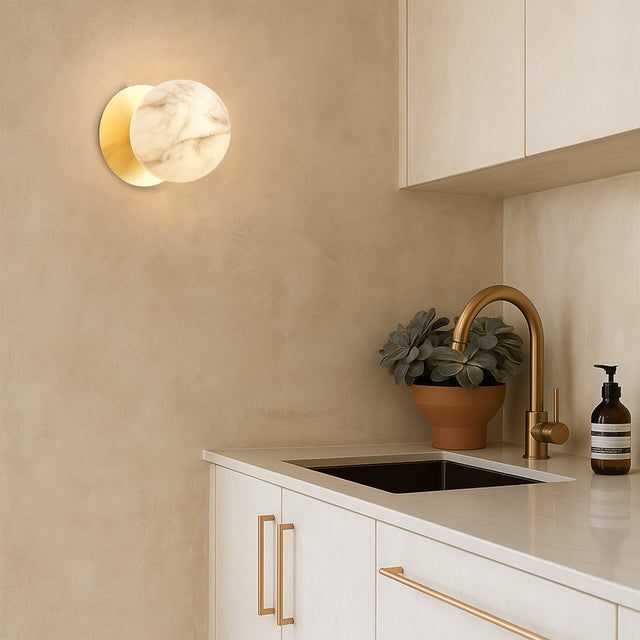 Odessa Small LED Wall Light 8.5W 3000K Marble Opal & Gold - LM002WL018