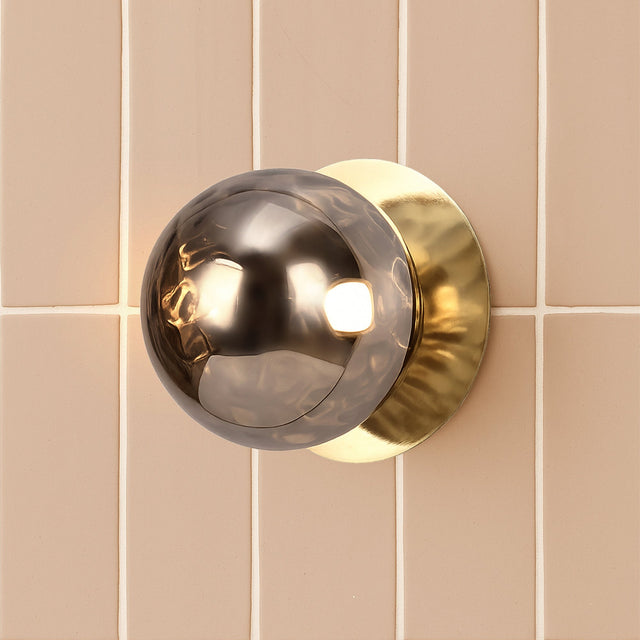 Odessa Small Molten Ripple LED Wall Light 8.5W 3000K Smoky & Gold - LM002WL019