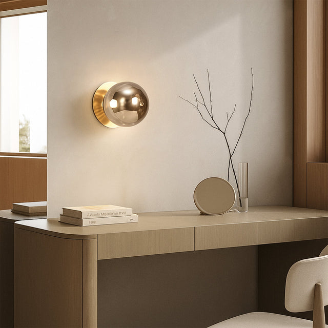 Odessa Small Molten Ripple LED Wall Light 8.5W 3000K Smoky & Gold - LM002WL019