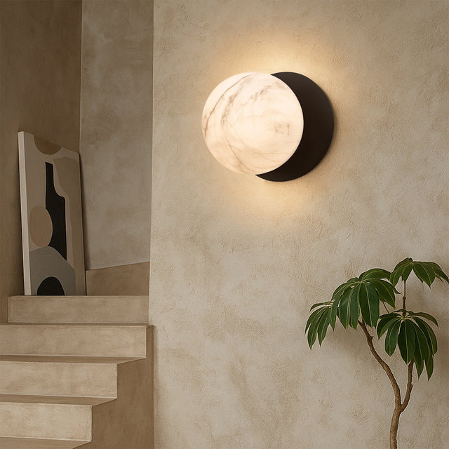 Odessa Large LED Wall Light 8.5W 3000K Marble Opal & Matt Black - LM002WL022