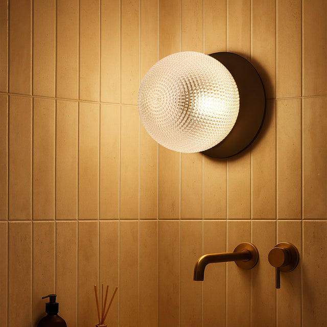 Odessa Large Diamond Cut LED Wall Light 8.5W 3000K Clear & Matt Black - LM002WL024