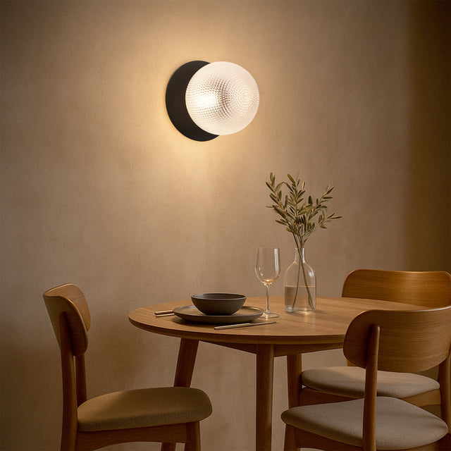Odessa Large Diamond Cut LED Wall Light 8.5W 3000K Clear & Matt Black - LM002WL024