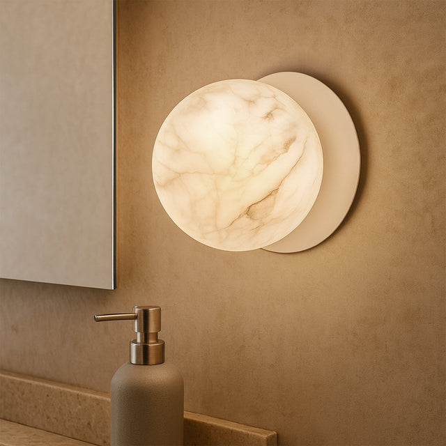 Odessa Large LED Wall Light 8.5W 3000K Marble Opal & Matt White - LM002WL026