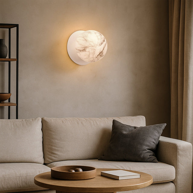 Odessa Large LED Wall Light 8.5W 3000K Marble Opal & Matt White - LM002WL026