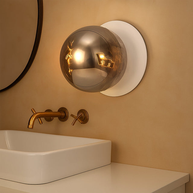 Odessa Large Molten Ripple LED Wall Light 8.5W 3000K Smoky & Matt White - LM002WL027