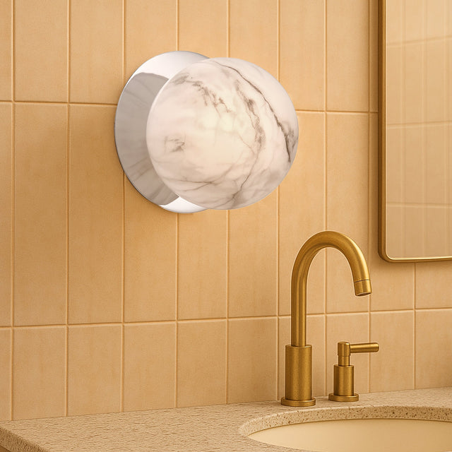 Odessa Large LED Wall Light 8.5W 3000K Marble Opal & Chrome - LM002WL030