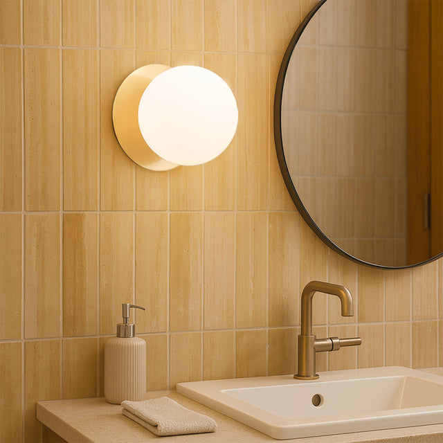 Odessa Large LED Wall Light 8.5W 3000K Frosted Opal & Brass - LM002WL033