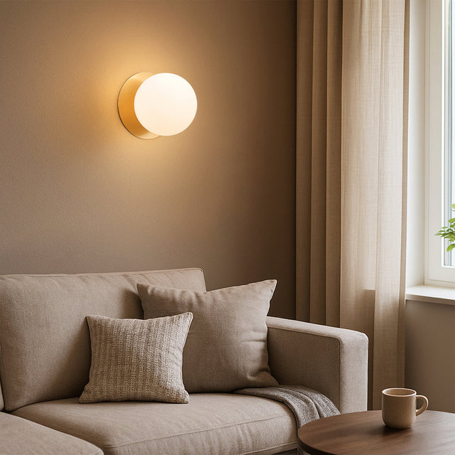Odessa Large LED Wall Light 8.5W 3000K Frosted Opal & Brass - LM002WL033