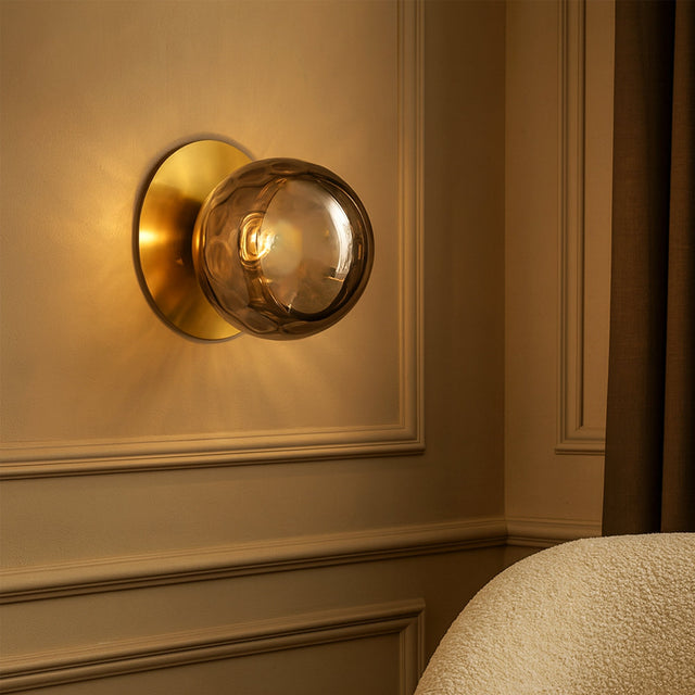 Odessa Large Molten Ripple LED Wall Light 8.5W 3000K Smoky & Brass - LM002WL035