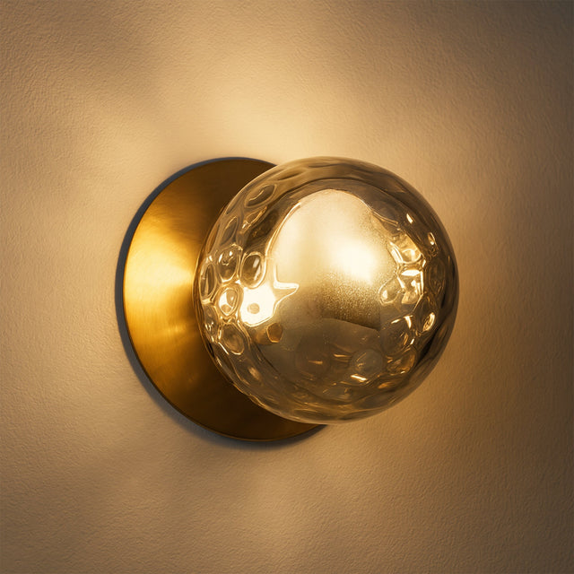 Odessa Large Molten Ripple LED Wall Light 8.5W 3000K Smoky & Brass - LM002WL035
