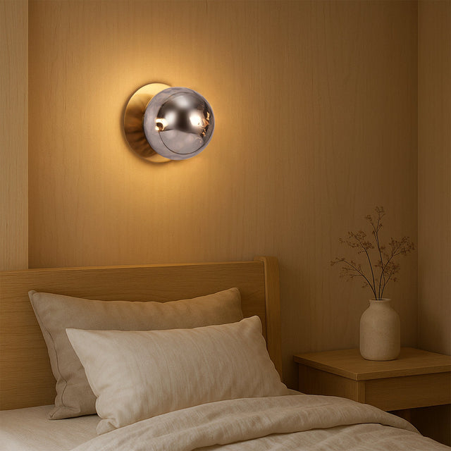 Odessa Large Molten Ripple LED Wall Light 8.5W 3000K Smoky & Brass - LM002WL035
