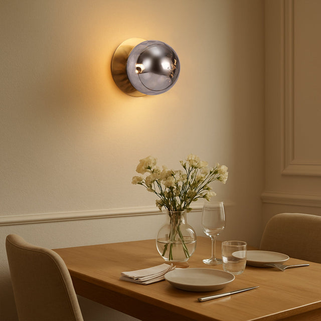 Odessa Large Molten Ripple LED Wall Light 8.5W 3000K Smoky & Brass - LM002WL035