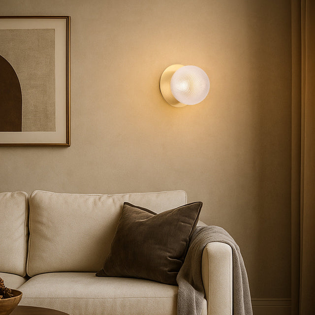 Odessa Large Diamond Cut LED Wall Light 8.5W 3000K Clear & Brass - LM002WL036