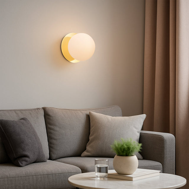 Odessa Large LED Wall Light 8.5W 3000K Frosted Opal & Gold - LM002WL037