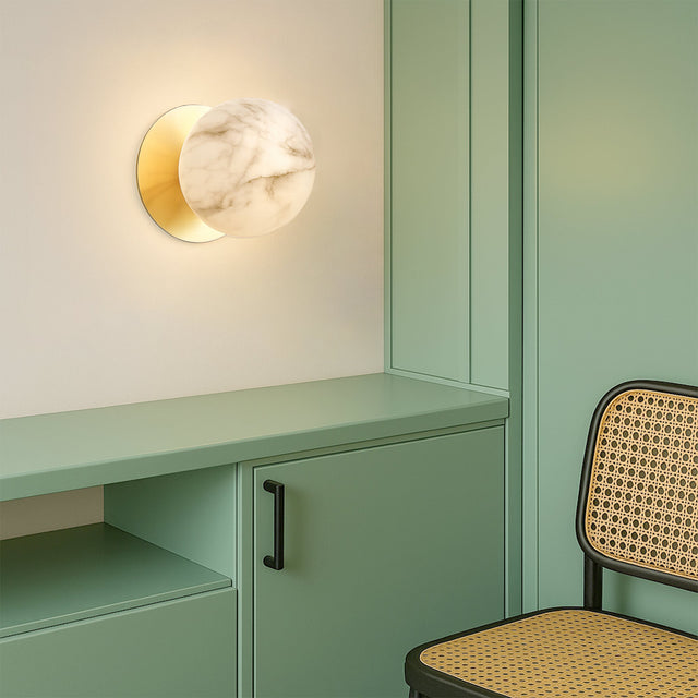Odessa Large LED Wall Light 8.5W 3000K Marble Opal & Gold - LM002WL038