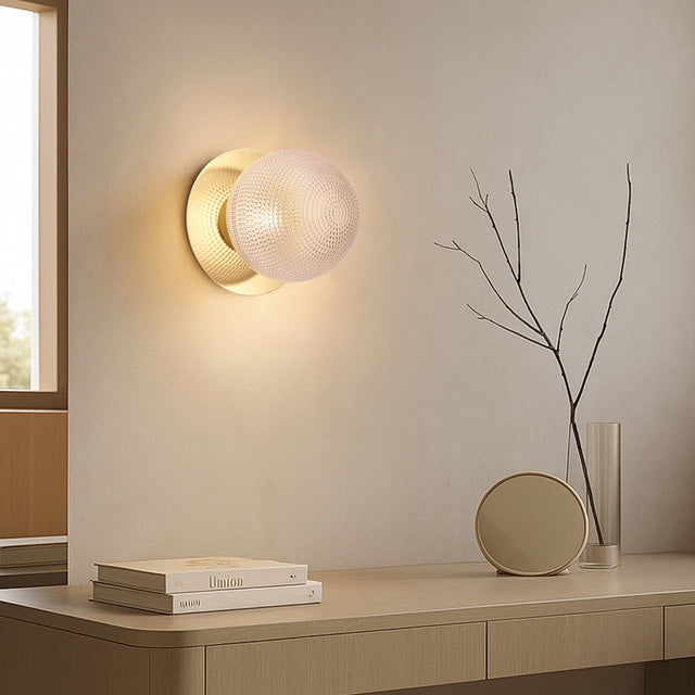 Odessa Large Diamond Cut LED Wall Light 8.5W 3000K Clear & Gold - LM002WL040
