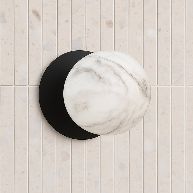 Odessa Small LED Wall Light 8.5W 4000K Marble Opal & Matt Black - LM002WL042