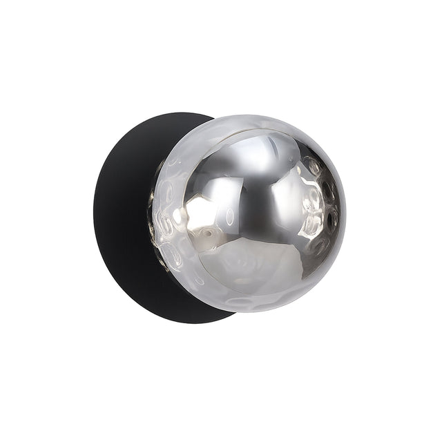 Odessa Small Molten Ripple LED Wall Light 8.5W 4000K Smoky & Matt Black - LM002WL043