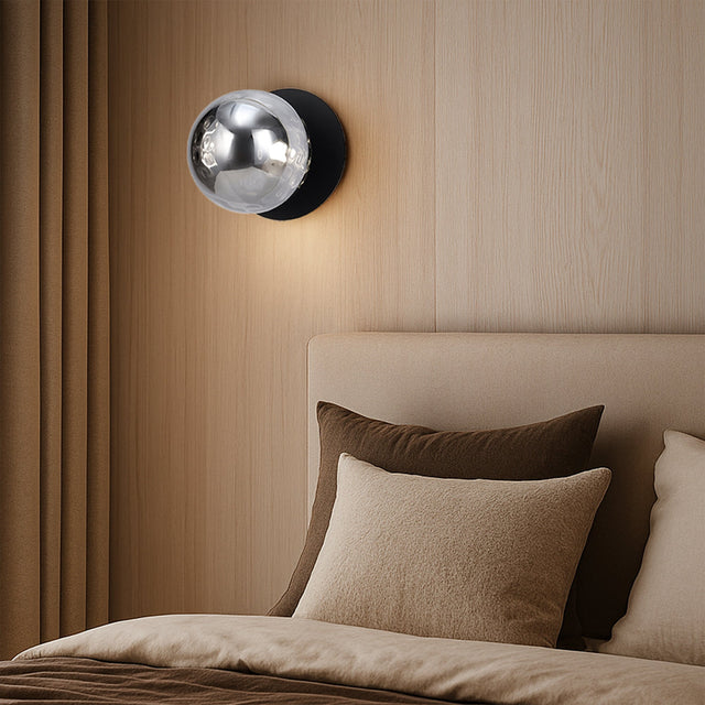 Odessa Small Molten Ripple LED Wall Light 8.5W 4000K Smoky & Matt Black - LM002WL043