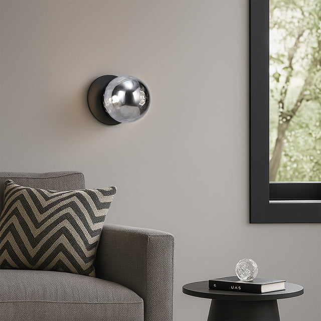 Odessa Small Molten Ripple LED Wall Light 8.5W 4000K Smoky & Matt Black - LM002WL043