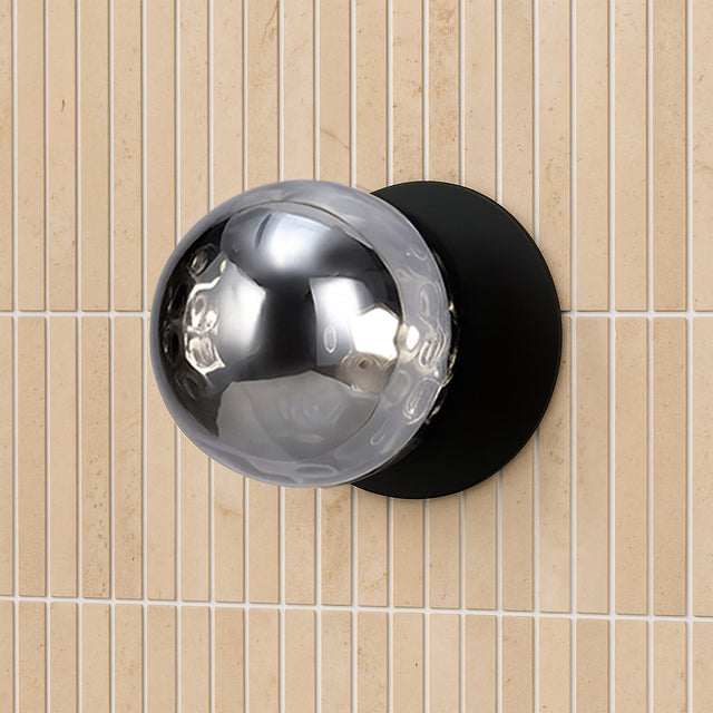 Odessa Small Molten Ripple LED Wall Light 8.5W 4000K Smoky & Matt Black - LM002WL043