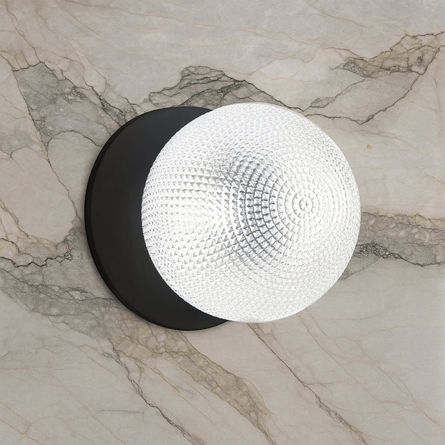 Odessa Small Diamond Cut LED Wall Light 8.5W 4000K Clear & Matt Black - LM002WL044