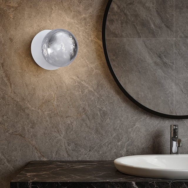 Odessa Small Molten Ripple LED Wall Light 8.5W 4000K Smoky & Matt White - LM002WL047