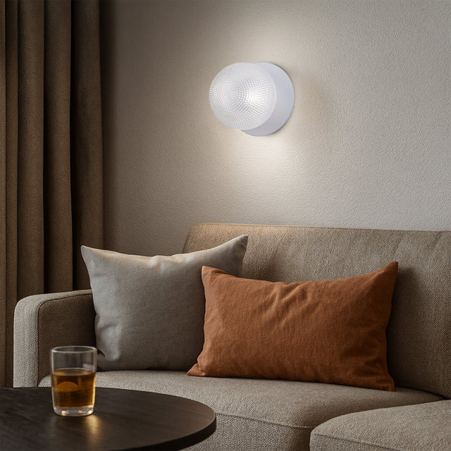 Odessa Small Diamond Cut LED Wall Light 8.5W 4000K Clear & Matt White - LM002WL048