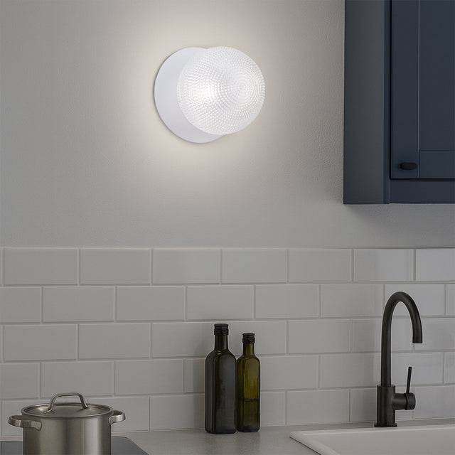 Odessa Small Diamond Cut LED Wall Light 8.5W 4000K Clear & Matt White - LM002WL048