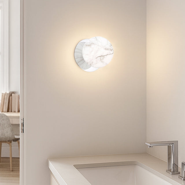 Odessa Small LED Wall Light 8.5W 4000K Marble Opal & Chrome - LM002WL050