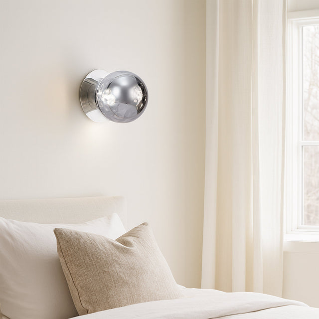 Odessa Small Molten Ripple LED Wall Light 8.5W 4000K Smoky & Chrome - LM002WL051