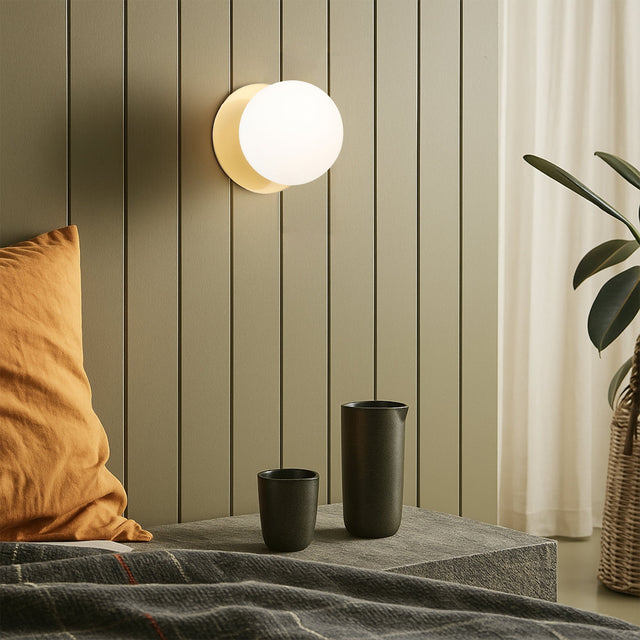 Odessa Small LED Wall Light 8.5W 4000K Frosted Opal & Brass - LM002WL053