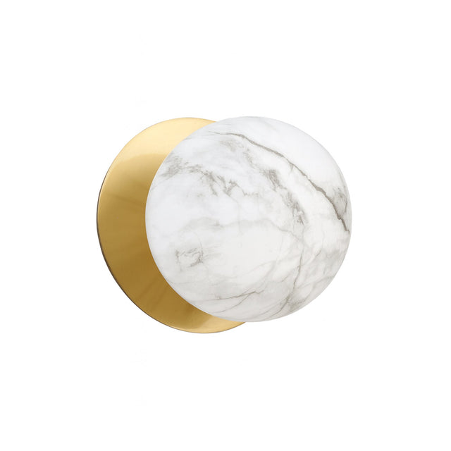 Odessa Small LED Wall Light 8.5W 4000K Marble Opal & Brass - LM002WL054
