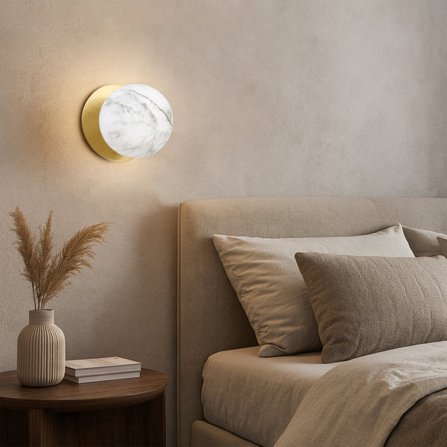 Odessa Small LED Wall Light 8.5W 4000K Marble Opal & Brass - LM002WL054