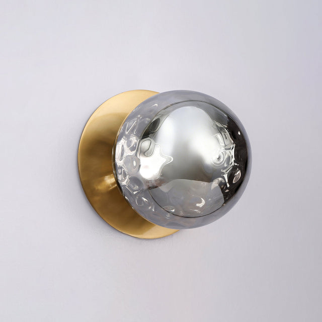 Odessa Small Molten Ripple LED Wall Light 8.5W 4000K Smoky & Brass - LM002WL055