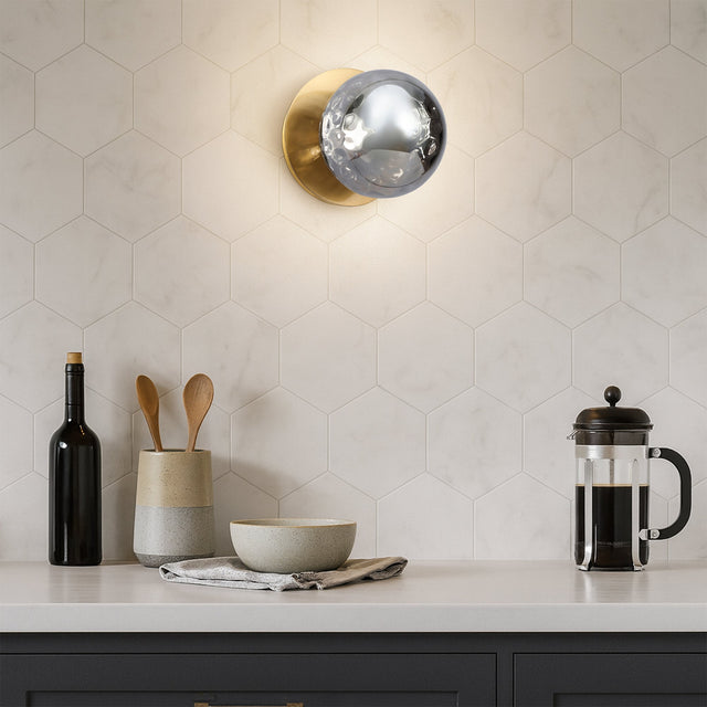 Odessa Small Molten Ripple LED Wall Light 8.5W 4000K Smoky & Brass - LM002WL055