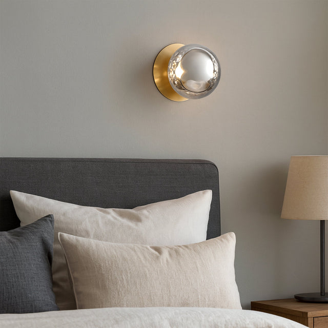 Odessa Small Molten Ripple LED Wall Light 8.5W 4000K Smoky & Brass - LM002WL055