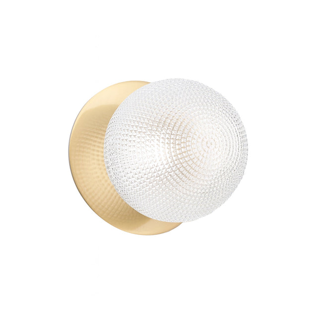 Odessa Small Diamond Cut LED Wall Light 8.5W 4000K Clear & Brass - LM002WL056