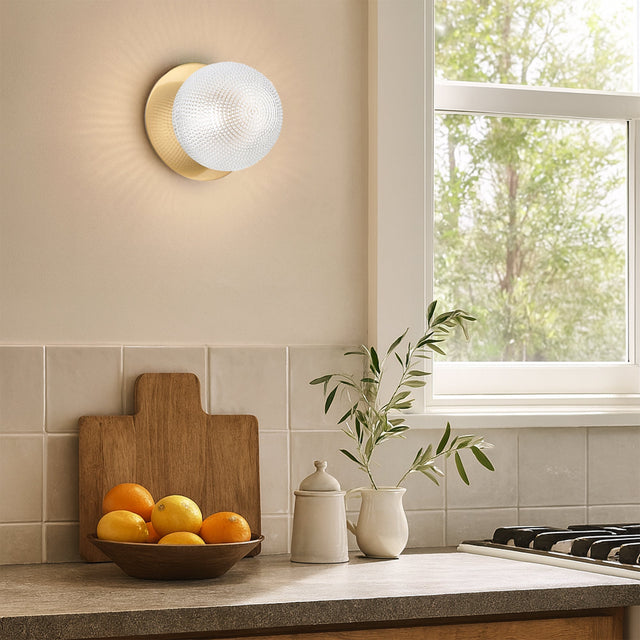 Odessa Small Diamond Cut LED Wall Light 8.5W 4000K Clear & Brass - LM002WL056