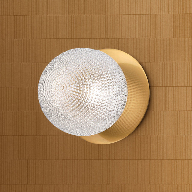 Odessa Small Diamond Cut LED Wall Light 8.5W 4000K Clear & Brass - LM002WL056